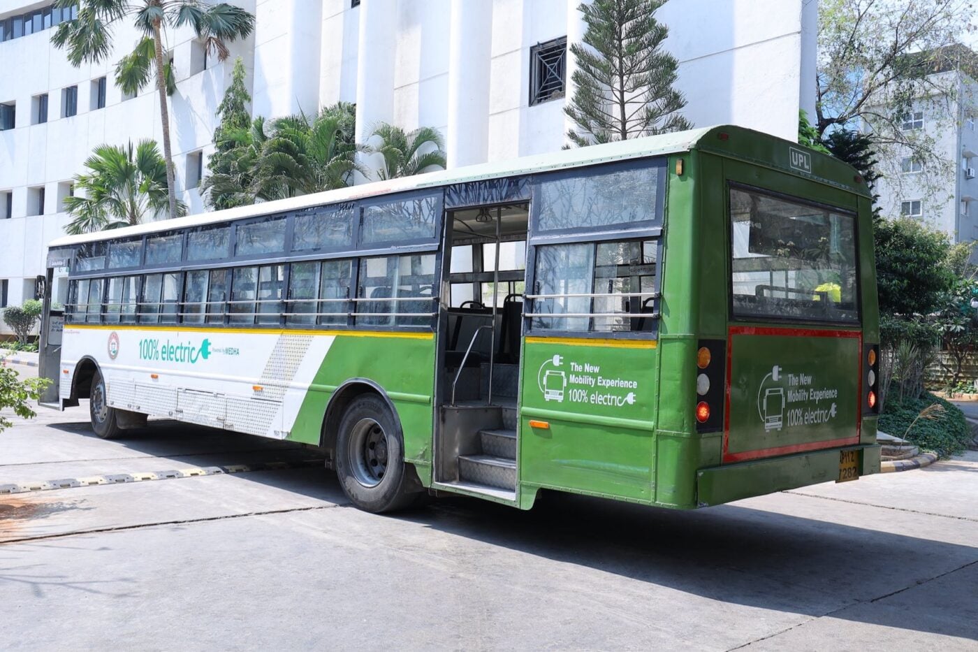 Tgsrtc retrofitted electric bus rear three quarter