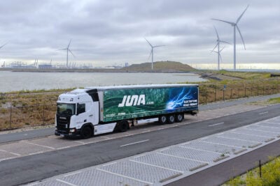 202609 scania juna e lkw Elektro-Lkw von Juna im europäischen Logistikeinsatz.