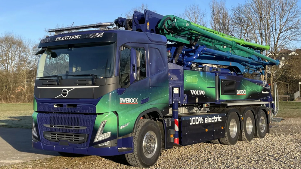 Camion électrique Volvo FM avec pompe à béton